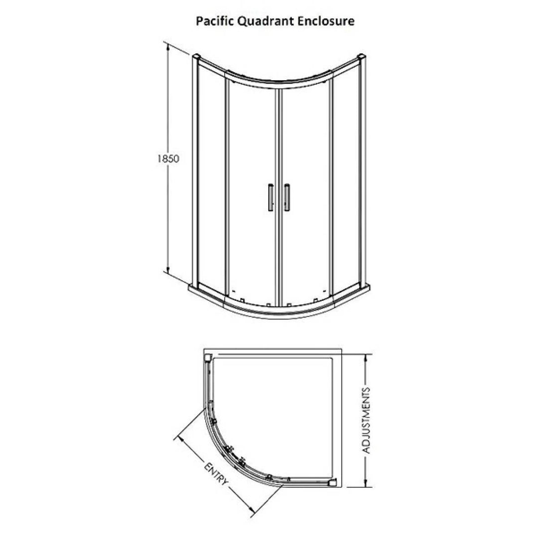 Nuie Pacific 800mm Quadrant Shower Enclosure