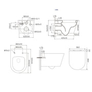 Arc Wall Hung Toilet & Soft Close Seat - Technical drawing