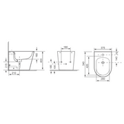 Arc Floor Mounted Bidet Without Tap - Matt Black - Technical drawing