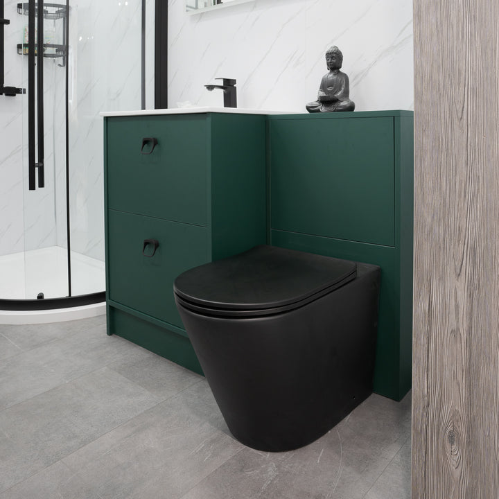 Arc Rimless Back to Wall Toilet &amp; Soft Close Seat - Matt Black