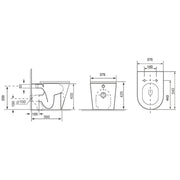Arc Rimless Back to Wall Pan & Soft Close Seat - Technical drawing