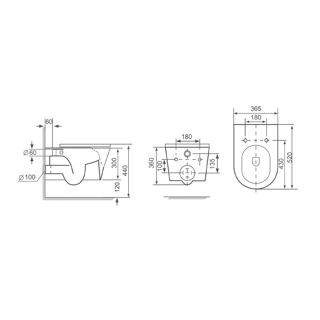 Arc Rimless Black Wall Hung Toilet &amp; SAN85 1.1m Wall Hung WC Frame Deal &amp; Black Flush Plate