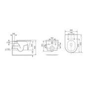 Arc Wall Hung Toilet & Soft Close Seat - Matt Black - Technical drawing
