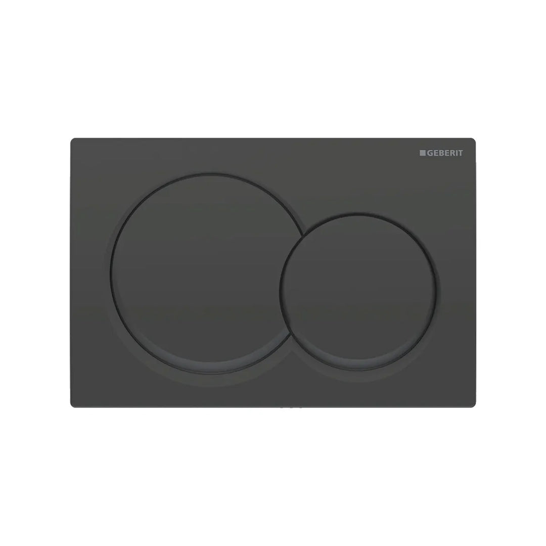 Geberit Duofix 1.12m Wall Hung WC Frame 3 in 1 Deal with Black Flush Plate and Black Wall Hung Toilet