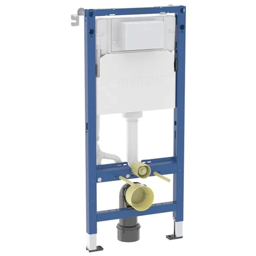 Geberit Duofix 1.12m Wall Hung WC Frame 3 in 1 Deal with Black Flush Plate and Black Wall Hung Toilet