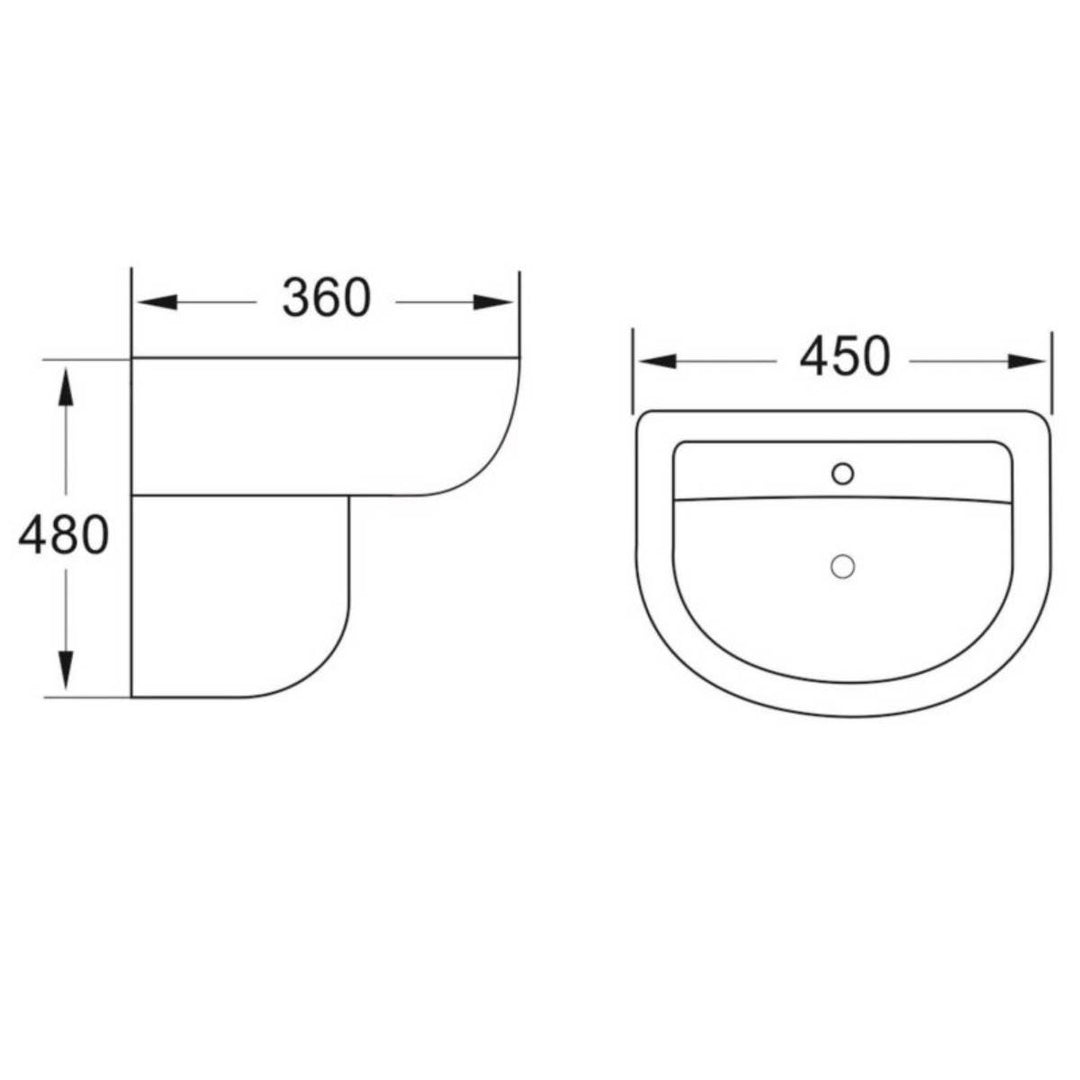 Ari 450mm 1 Tap Hole Basin &amp; Semi Pedestal