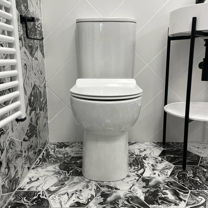 Ari Rimless Close Coupled Fully Back to Wall Toilet with Soft Close Seat