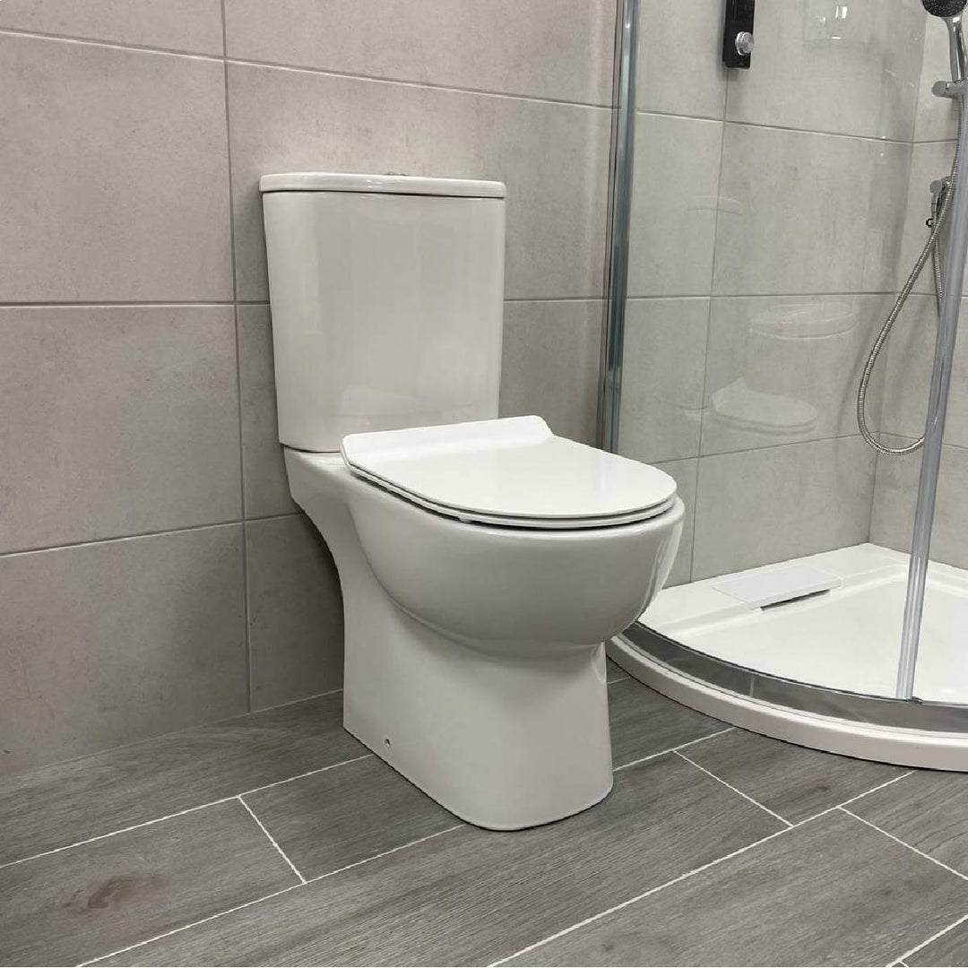 Ari Rimless Close Coupled Fully Back to Wall Toilet Cyclone Flush &amp; Soft Close Seat