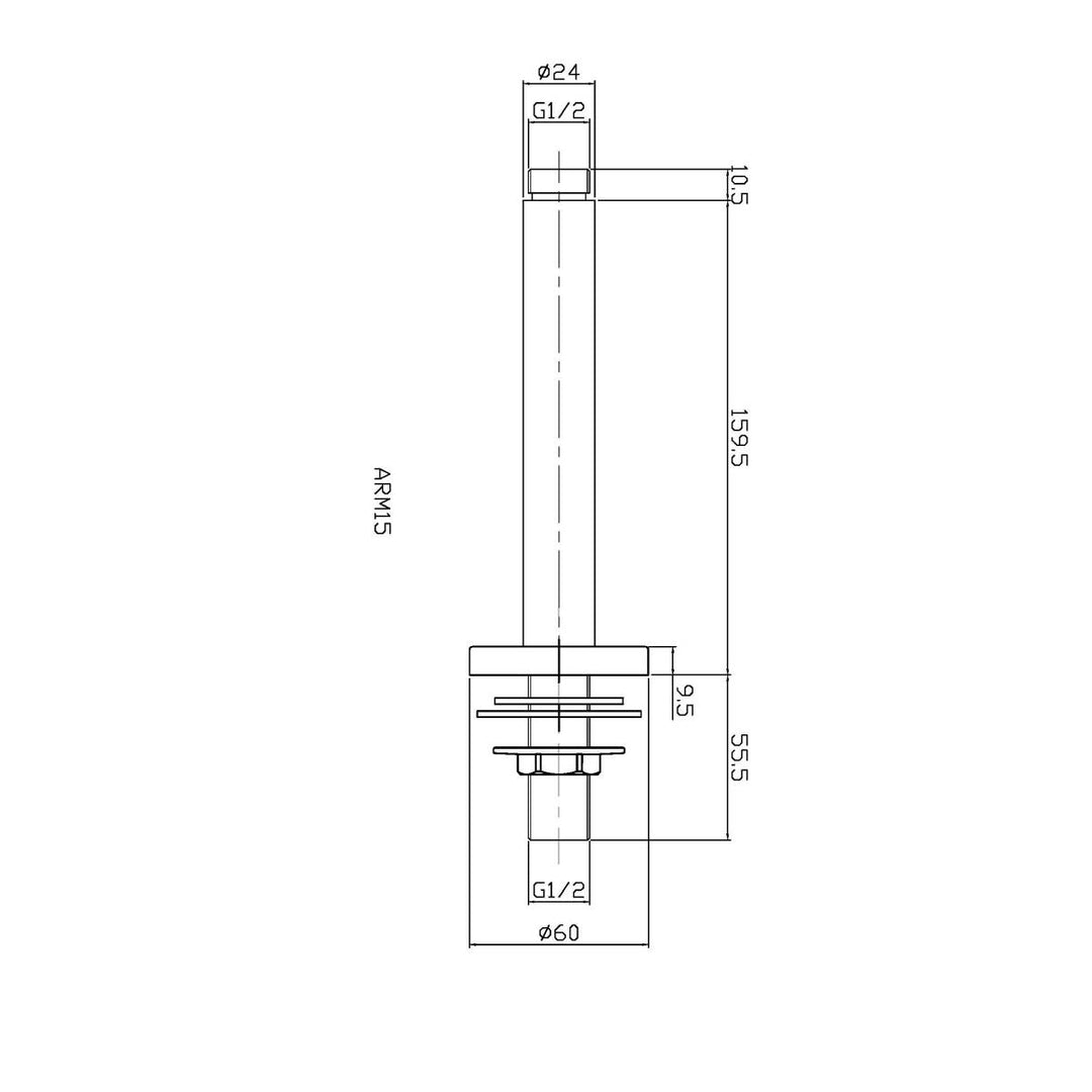 Hudson Reed 210mm Round Ceiling Mounted Arm ARM15