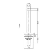 Nuie Fixed Shower Head Ceiling-Mounted Arm - Matt Black - Technical drawing