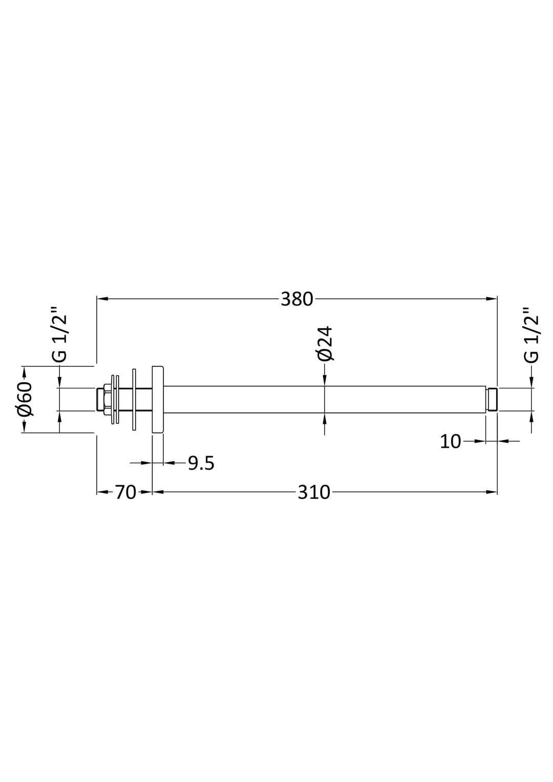 Hudson Reed Fixed Shower Heads Ceiling-Mounted Arm - Brushed Brass