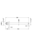 Hudson Reed Fixed Shower Heads Ceiling-Mounted Arm - Brushed Brass - Technical drawing