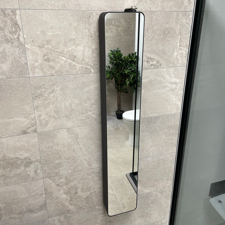 Croydex Arun Tall 1200mm Pivoting Mirror Cabinet - Matt Black
