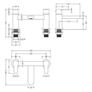 Nuie Arvan Bath Filler ARV403 - Matt Black - Technical drawing