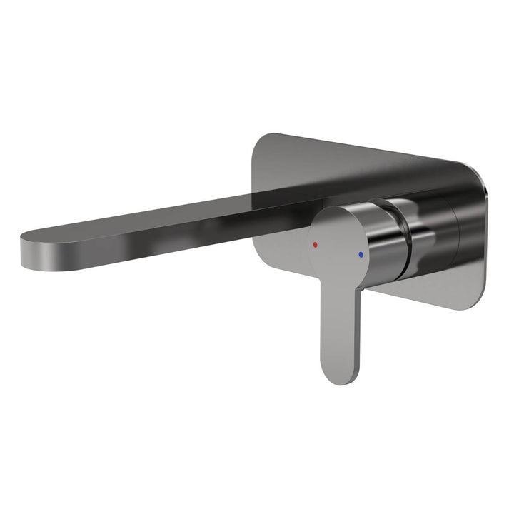 Nuie Arvan Wall Mounted 2 Hole Basin Mixer with Plate ARV728 - Brushed Gun Metal