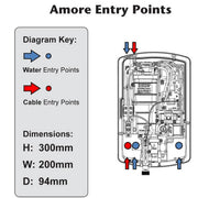 Triton Amore 9.5kW Electric Shower - White - Technical drawing