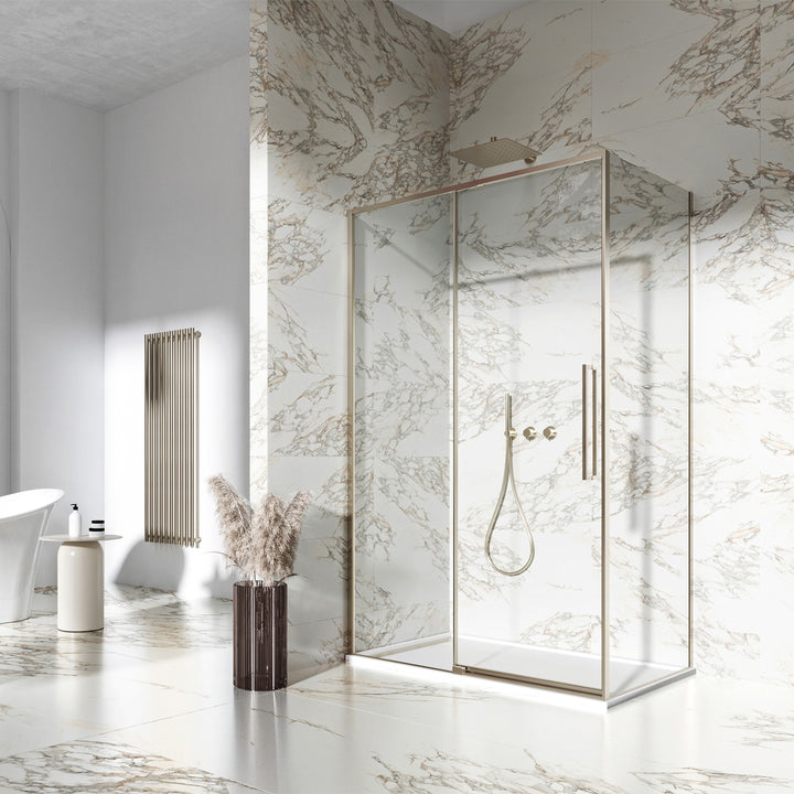 Dawn Asteria 1000mm Slim Frame Sliding Door Left Hand - Brushed Brass