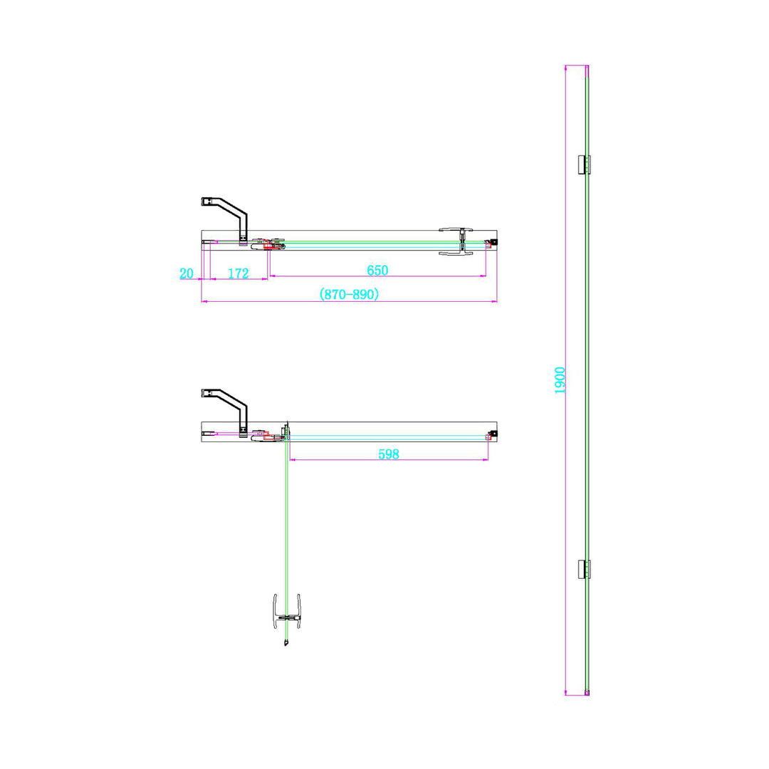 Dawn Athena 900mm Hinged In-Line Shower Door - Brushed Brass