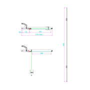 Dawn Athena 800mm Hinged In-Line Shower Door - Technical drawing