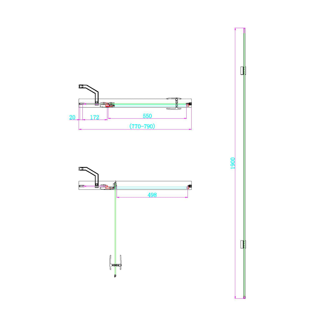 Dawn Athena 800mm Hinged In-Line Shower Door - Brushed Brass