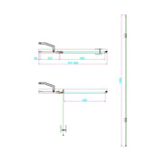 Dawn Athena 1000mm Hinged In-Line Shower Door - Brushed Brass - Technical drawing