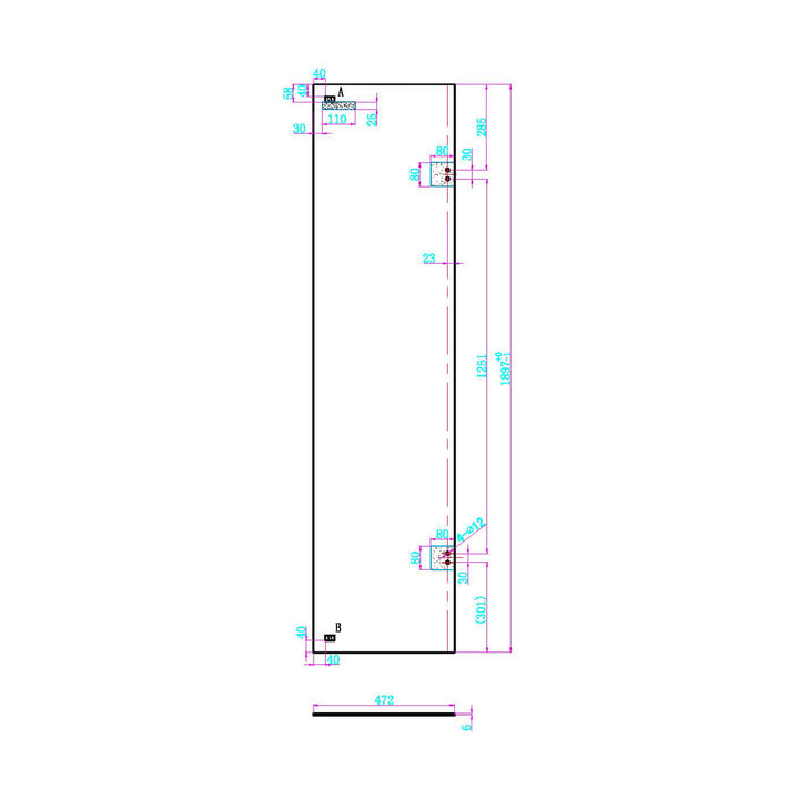 Dawn Athena 1200mm Hinged In-Line Shower Door - Black