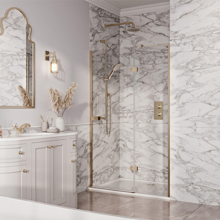 Dawn Athena 900mm Hinged In-Line Shower Door - Brushed Brass