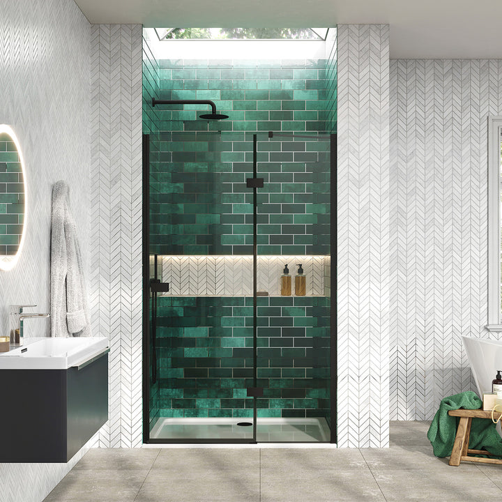 Dawn Athena 1200mm Hinged In-Line Shower Door - Black