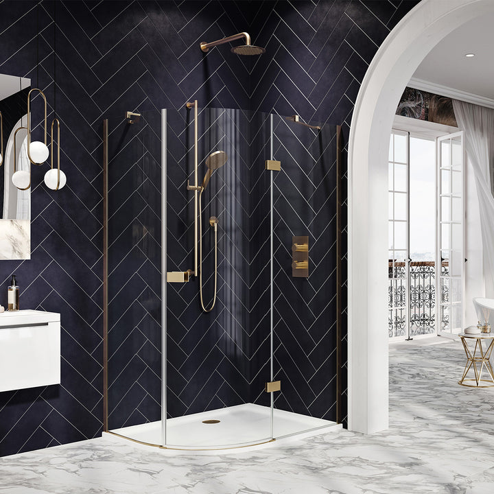 Dawn Athena 1200 x 800mm Offset Quadrant Shower Enclosure - Brushed Brass