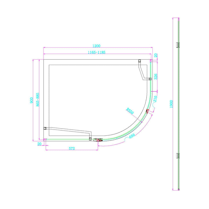 Dawn Athena 1200 x 900mm Offset Quadrant Shower Enclosure