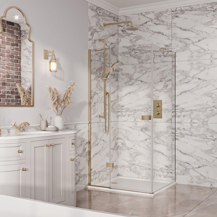 Dawn Athena 800mm 6mm Frameless Side Panel - Brushed Brass