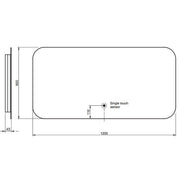 Aura 600 x 1200mm LED Mirror with Demister Pad - Technical drawing
