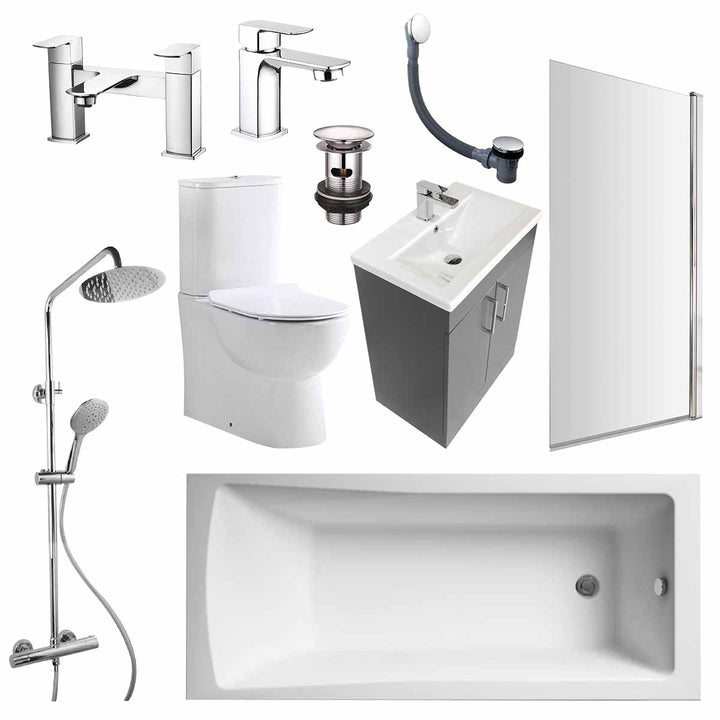 Austin Matt Anthracite Shower Bath Suite - Chrome