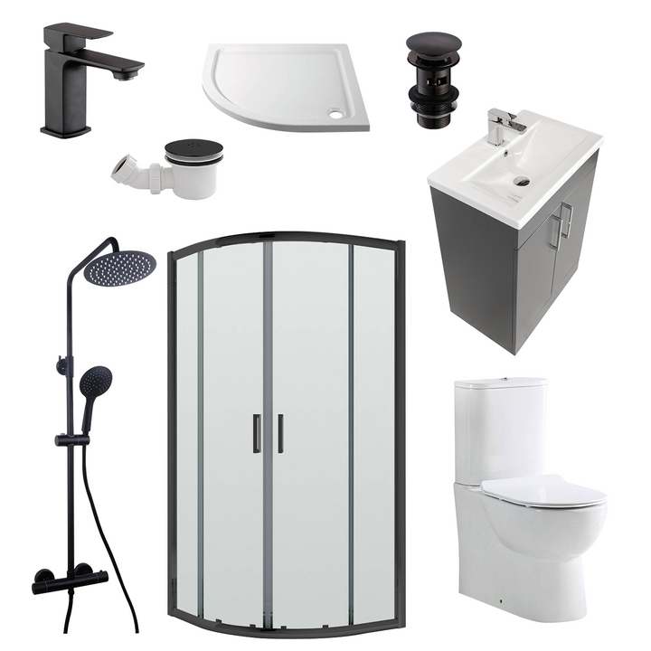 Austin Matt Anthracite Shower Room Deal - Black