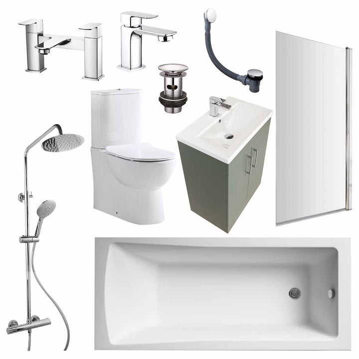 Austin Matt Green Shower Bath Suite - Chrome
