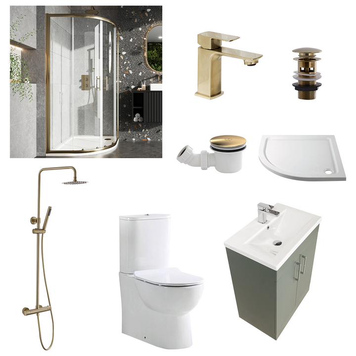 Austin Matt Green Shower Room Deal - Brushed Brass