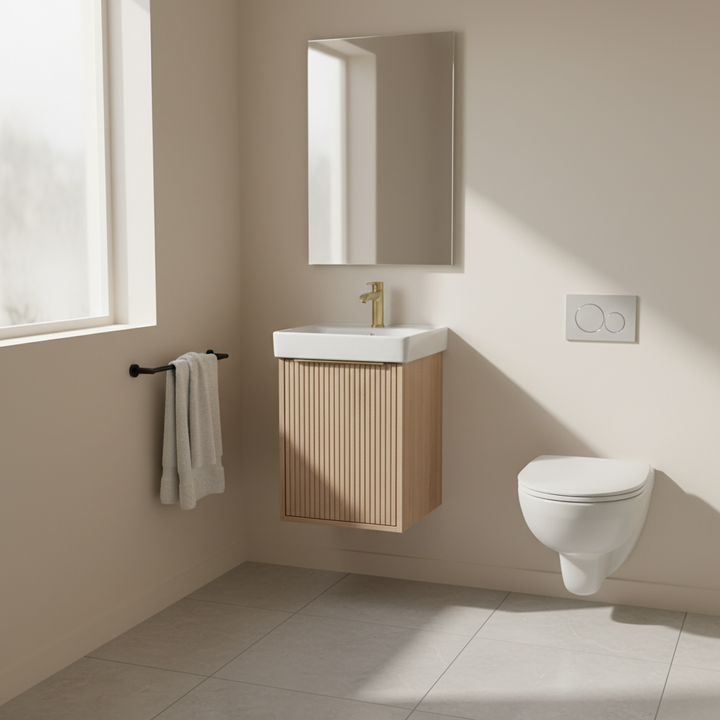 Josef Martin Lyon Cloakroom Wall Hung Vanity Unit &amp; Inset Basin - Acousta Oak