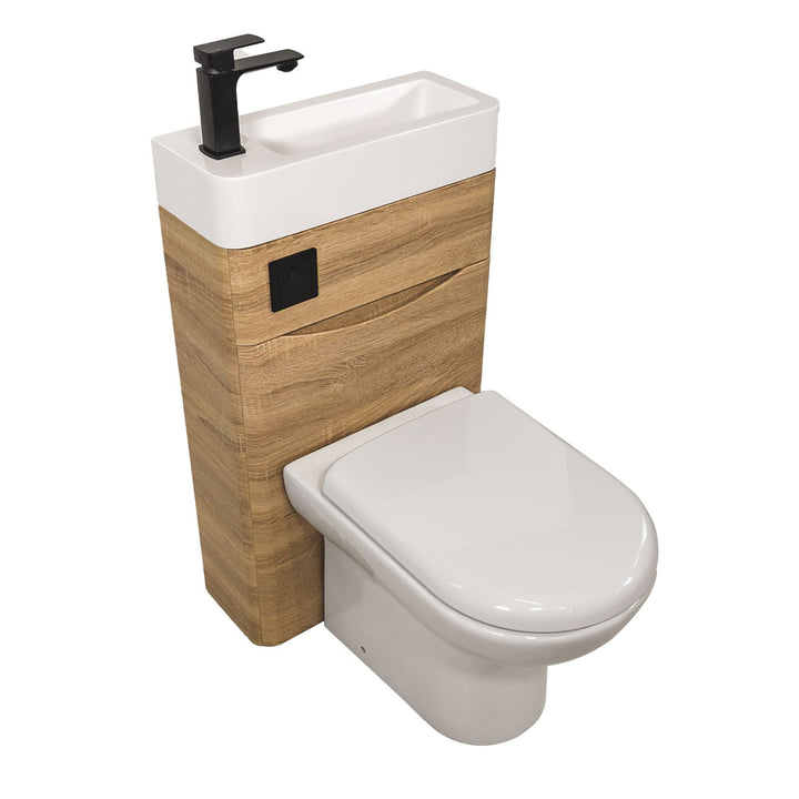 Baltimore 500mm 2-in 1 Round Toilet &amp; Basin Combo Pack - Bardolino Oak/Black