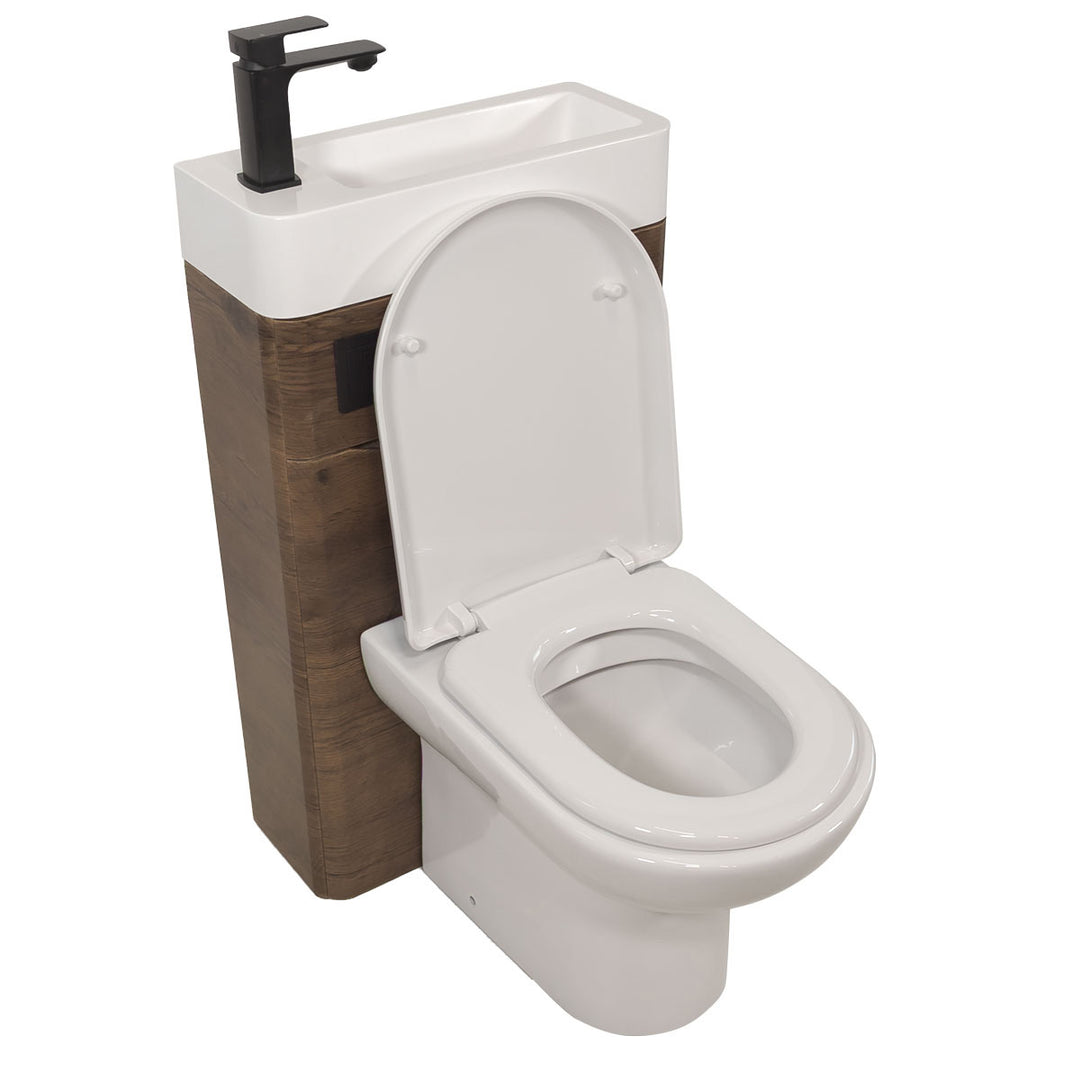 Baltimore 500mm 2-in 1 Round Toilet &amp; Basin Combo Pack - Chestnut/Black
