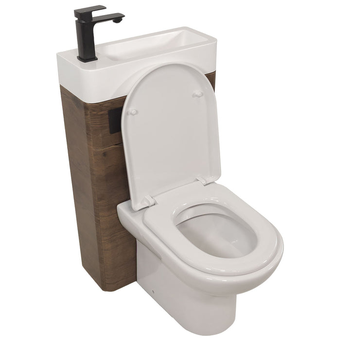 Baltimore 500mm 2-in 1 Round Toilet &amp; Basin Combo Pack - Chestnut/Black