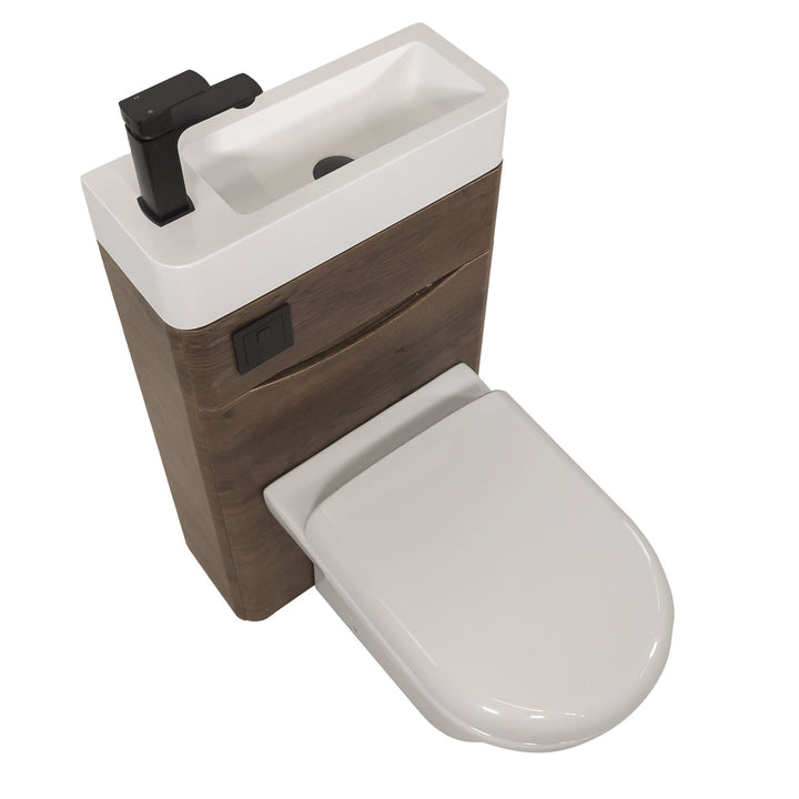 Baltimore 500mm 2-in 1 Round Toilet &amp; Basin Combo Pack - Chestnut/Black