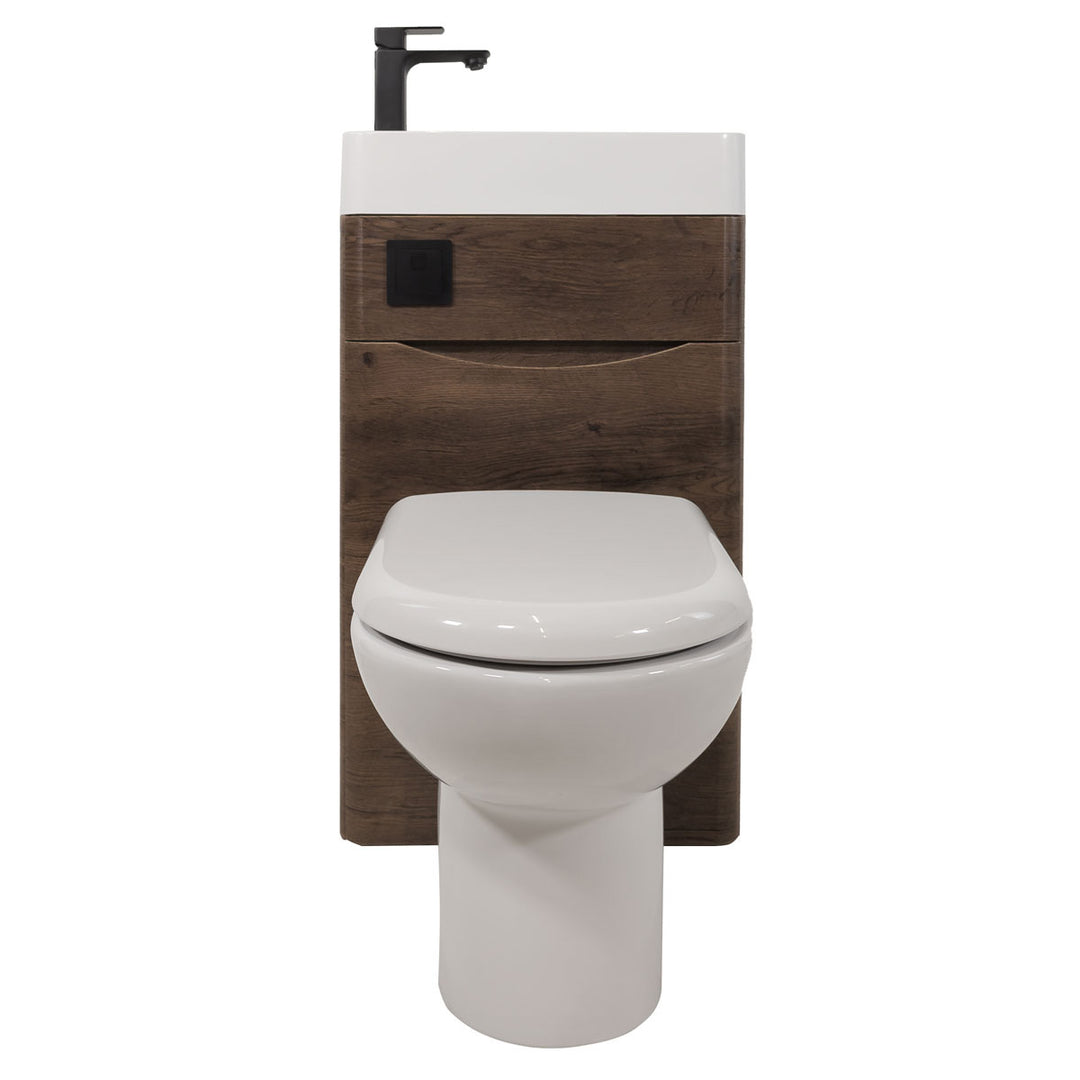 Baltimore 500mm 2-in 1 Round Toilet &amp; Basin Combo Pack - Chestnut/Black