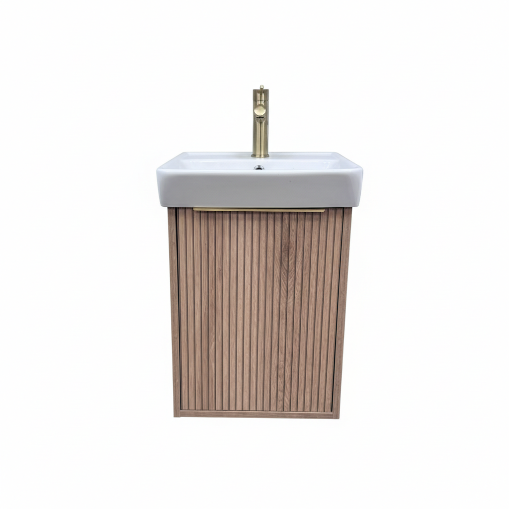 Josef Martin Lyon Cloakroom Wall Hung Vanity Unit &amp; Inset Basin - Acousta Oak