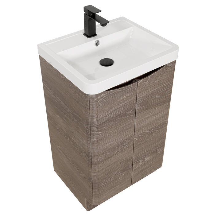 Baltimore 500mm 2 Door Floorstanding Vanity Unit &amp; Basin - Bardolino Oak