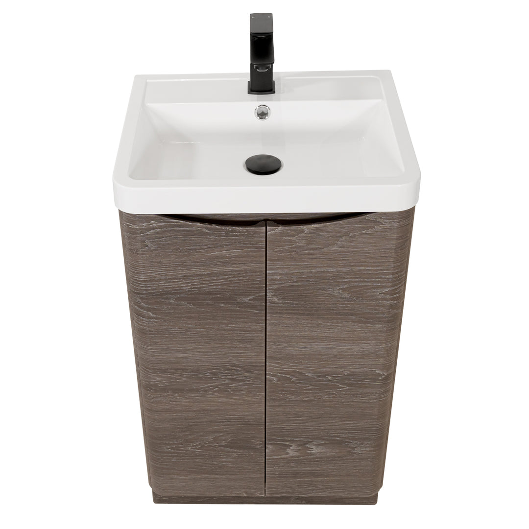 Baltimore 500mm 2 Door Floor Standing Vanity Unit &amp; Basin - Graphite Oak