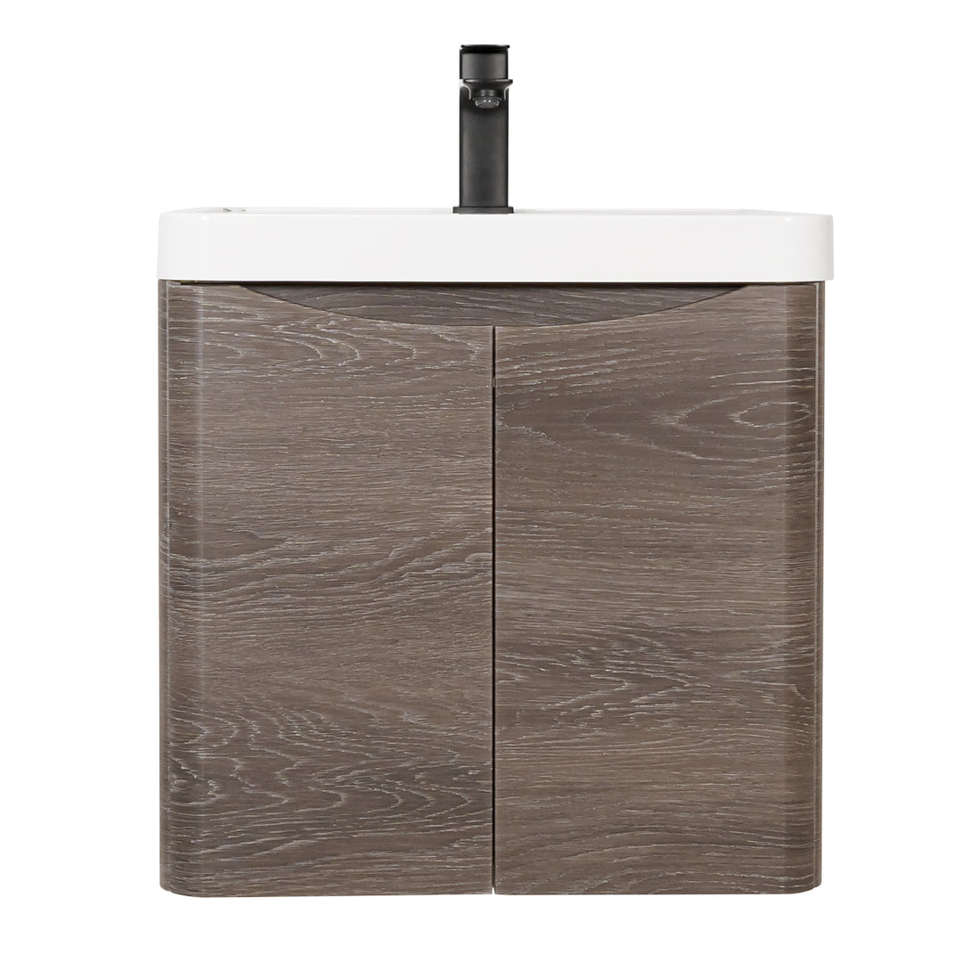Baltimore 500mm 2 Door Wall Hung Vanity Unit &amp; Basin - Graphite Oak