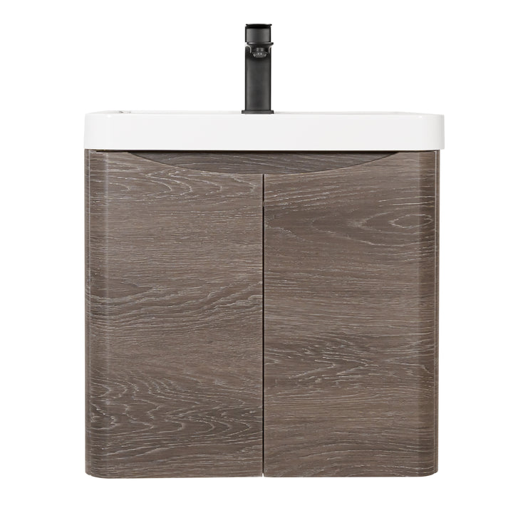 Baltimore 500mm 2 Door Wall Hung Vanity Unit &amp; Basin - Graphite Oak
