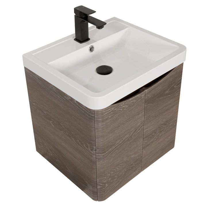 Baltimore 500mm 2 Door Wall Hung Vanity Unit &amp; Basin - Graphite Oak