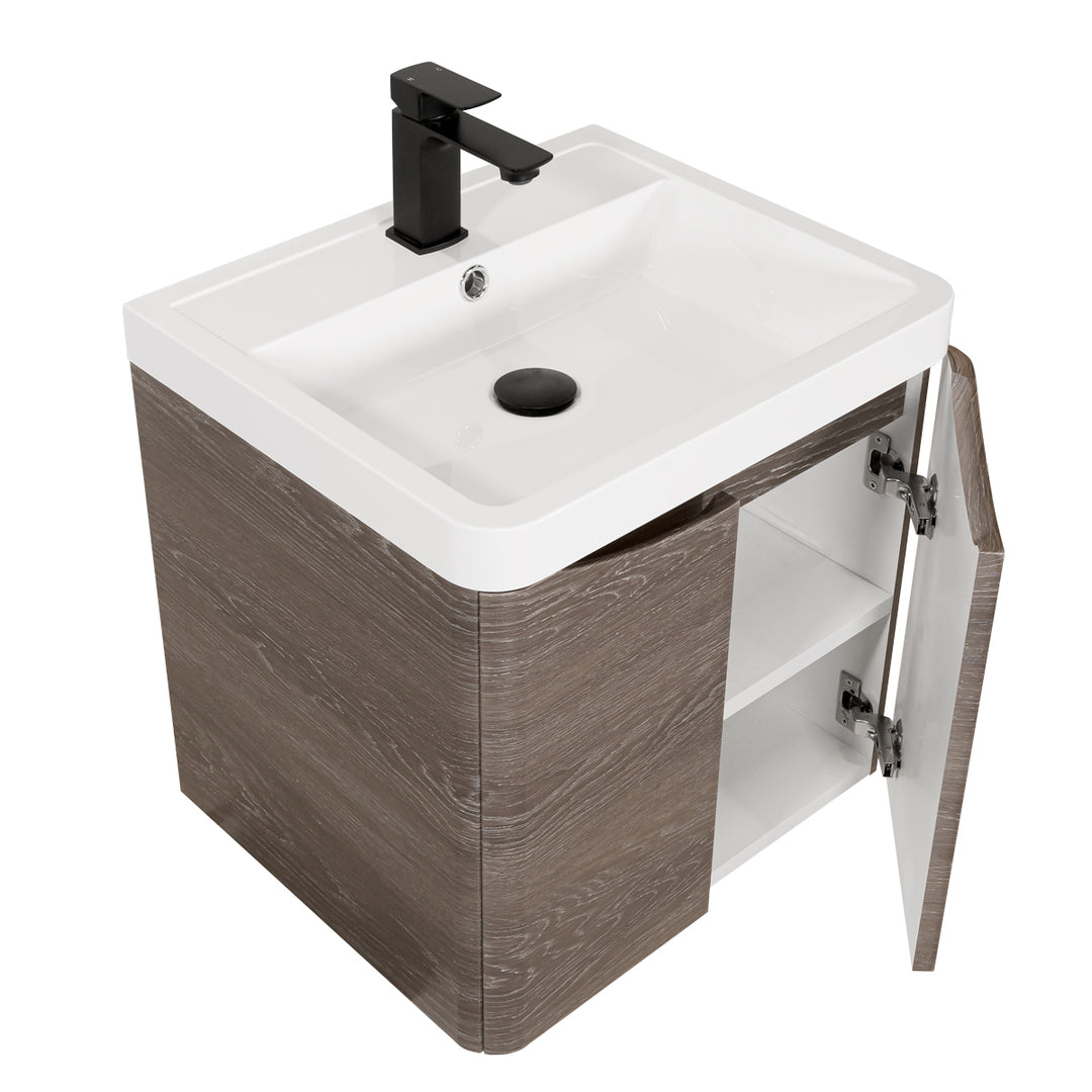 Baltimore 500mm 2 Door Wall Hung Vanity Unit &amp; Basin - Graphite Oak