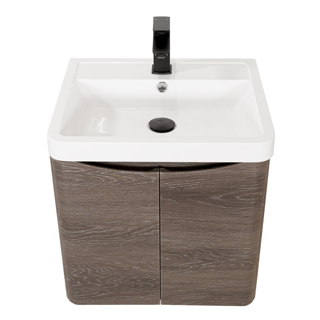 Baltimore 500mm 2 Door Wall Hung Vanity Unit &amp; Basin - Graphite Oak